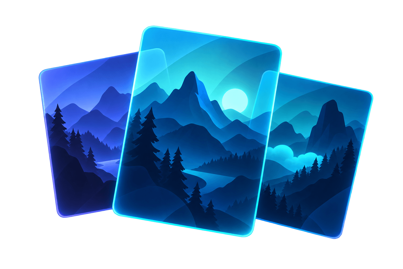 Paysages d’aventure et jeu de cartes de créatures