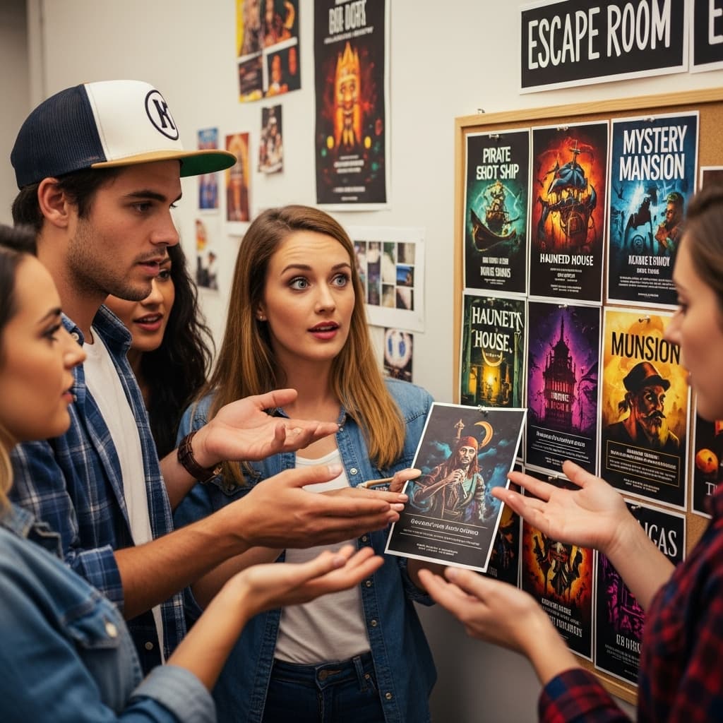 Une équipe prête à se lancer dans son premier escape game (image générée par IA)